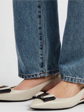 Yves Saint Laurent Cream and Black Bow Slingback Flats